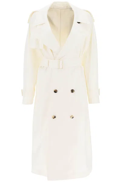 Burberry Long Silk Trench Coat In Multicolor