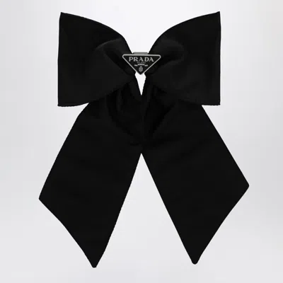 Prada Black Bow Hair Clip With Logo Women