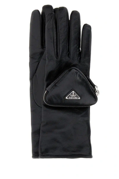 Prada Woman Black Leather Gloves
