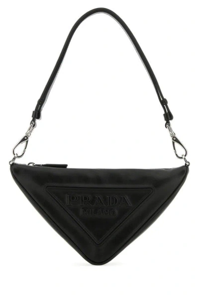 Prada Triangle Mini Shoulder Bag In Black