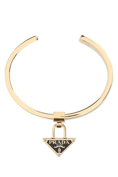 Prada Woman Enamelled Metal Bracelet In Black