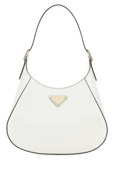 Prada Woman White Leather Cleo Shoulder Bag