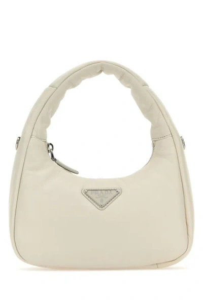 Prada Woman White Nappa Leather Mini  Soft Handbag