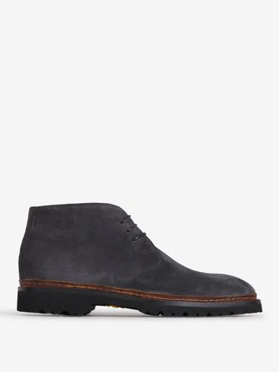 Bontoni Suede Lace-up Boots In Stone Grey