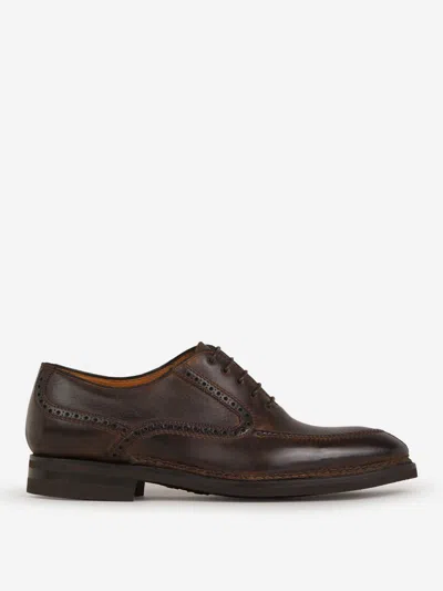 Bontoni Leather Laces Shoes In Dark Brown