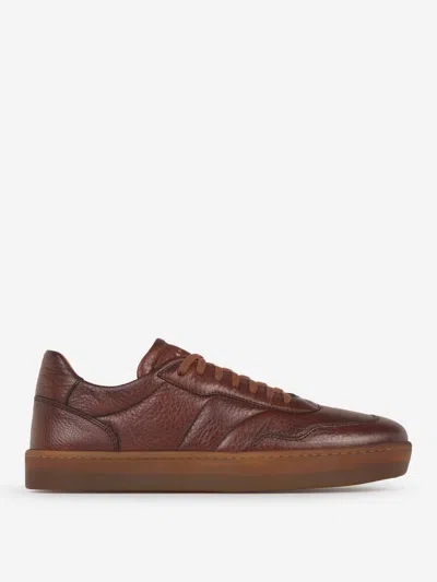 Henderson Baracco Lace-up Leather Sneakers In Brown