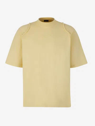 Jacquemus Camargu Logo-embroidered Organic Cotton-jersey T-shirt In Yellow