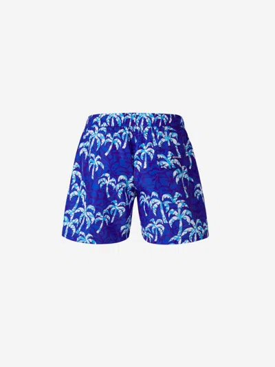 Kiton Palm Trees Motif Swimsuit In Blue And White