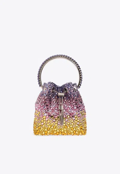 Jimmy Choo Bon Bon Crystal-embellished Bucket Bag In Multicolor