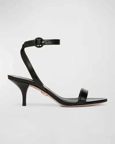 Veronica Beard Darcelle Leather Ankle-strap Sandals In Black Leather