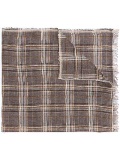 Fashion Clinic Timeless Check-print Linen Scarf In Brown