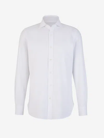 Luigi Borrelli Plain Cotton Shirt In White