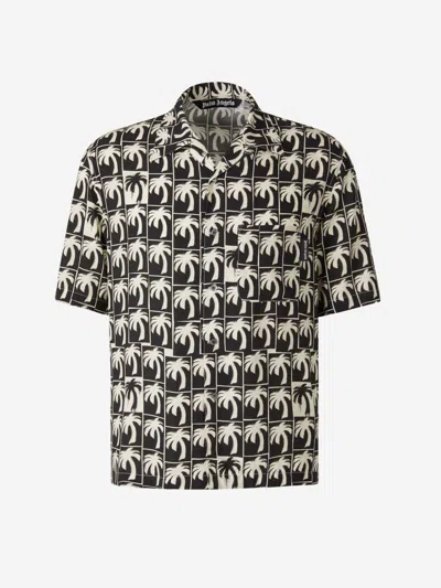 Palm Angels Palm Trees Graphic Shirt In Black