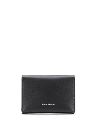 Acne Studios Logo-print Leather Bifold Wallet In Black