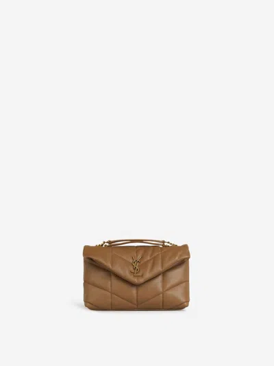 Saint Laurent Puffer Toy Shoulder Bag In Brown