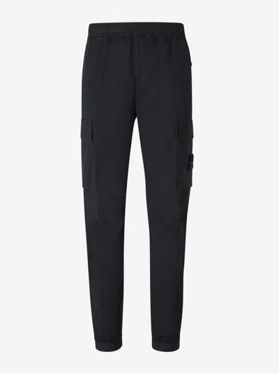 Stone Island Logo Technical Joggers In Navy Blue