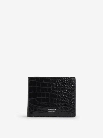 Tom Ford Croco Leather Wallet In Croco Effect