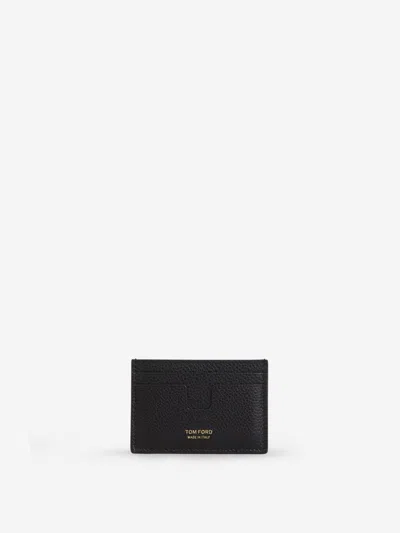 Tom Ford Grained Leather Wallet In Dark Brown