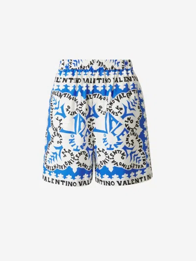 Valentino Bermuda Shorts With Logo In Blue, Black And White