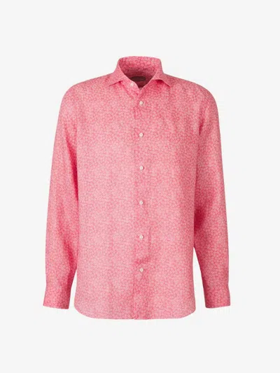 Vincenzo Di Ruggiero Floral Cotton Shirt In Pink And White