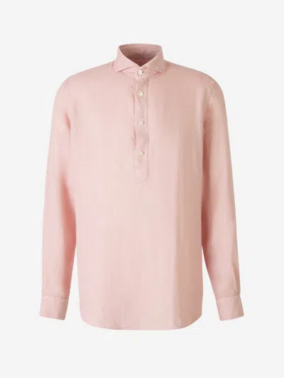 Vincenzo Di Ruggiero Plain Linen Shirt In Shirt Collar
