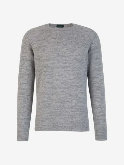 Zanone Wool Knit Sweater In Light Grey