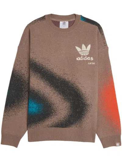 Adidas Originals X Sftm Abstract-print Sweatshirt In Neutrals