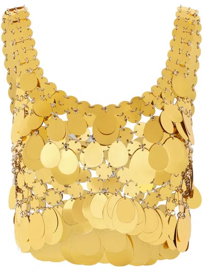 Rabanne Sequinned Cropped Top In Gold