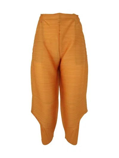 Issey Miyake Pleats Please  Tour Trousers Clothing In Yellow & Orange