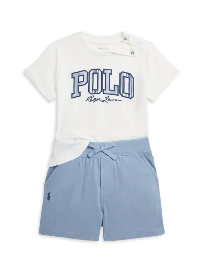 Polo Ralph Lauren Baby Boy's 2-piece Polo T-shirt & Shorts Set In Whiteblue
