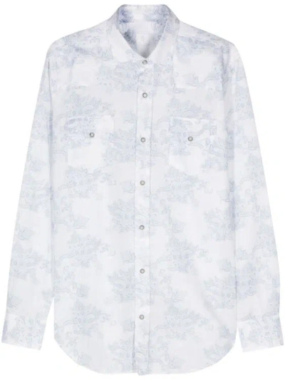 Eleventy Floral-print Shirt In White