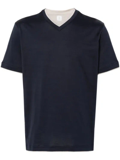 Eleventy V-neck Cotton T-shirt In Black