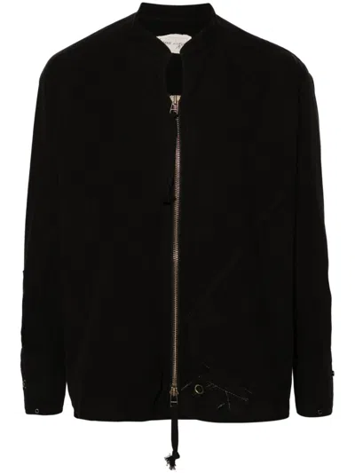 Greg Lauren Zip-up Cotton Shirt Jacket In Black