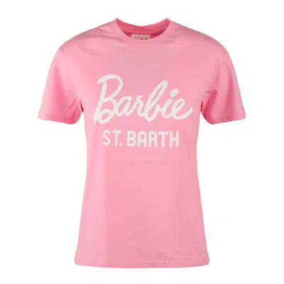 Saint Barth Cotton Jersey Crew-neck T-shirt With Barbie St. Barth Print In Pink