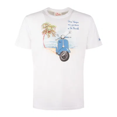 Saint Barth White T-shirt With Vespa Print