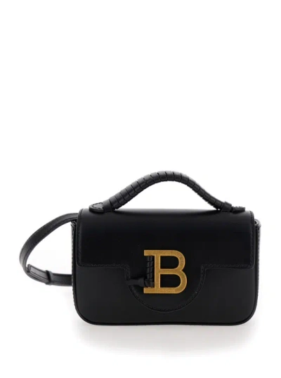 Balmain B-buzz Calfskin Mini Shoulder Bag In Black