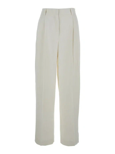 Totême Silk Cotton Cord Trousers In White