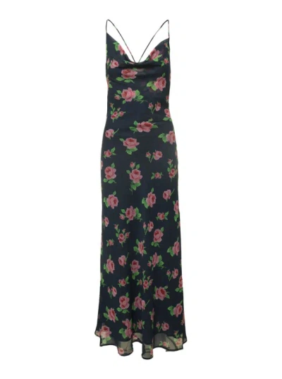 Rotate Birger Christensen Maxi Multicolor Dress With All-over Rose Print In Recycled Fabric Woman