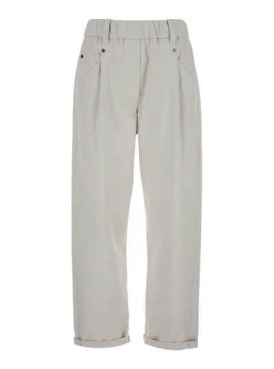 Brunello Cucinelli Elasticated Belt Pants In White