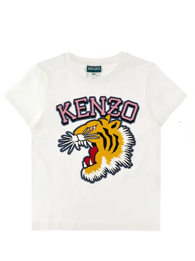 Kenzo Kids' Logo Print T-shirt In Ivory