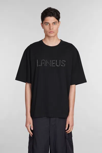 Laneus Star Studded-logo T-shirt In Black