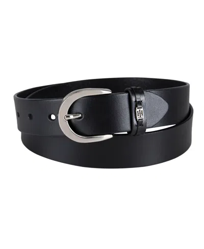 Tommy Hilfiger Women's Signature Leather Jean Belt In Black
