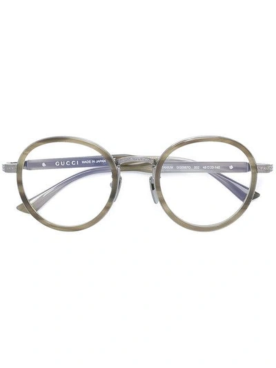 Gucci Wide Bridge Round Glasses In Green