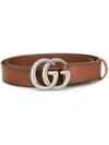 Gucci Leather Belt With Double G Buckle In Brown