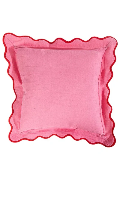 Furbish Studio Darcy Linen Pillow Cover In Light Pink & Cherry