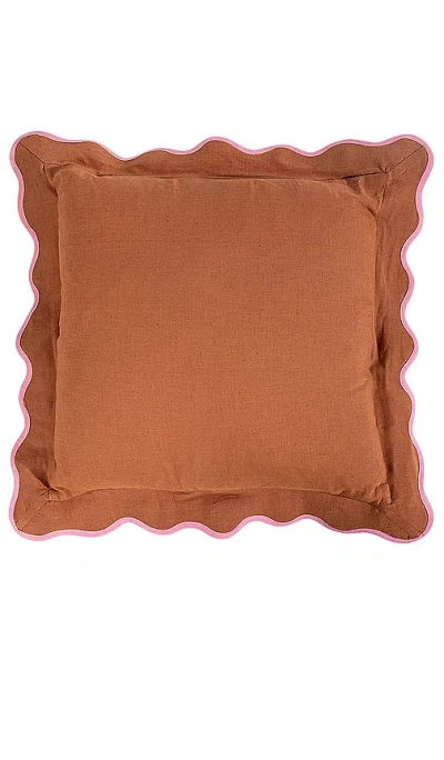Furbish Studio Darcy Linen Pillow Cover In Rust & Light Pink