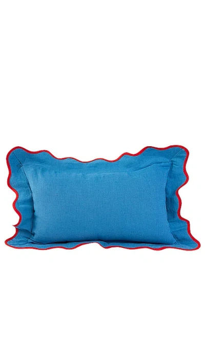Furbish Studio Darcy Linen Lumbar Pillow Cover In Peacock & Cherry