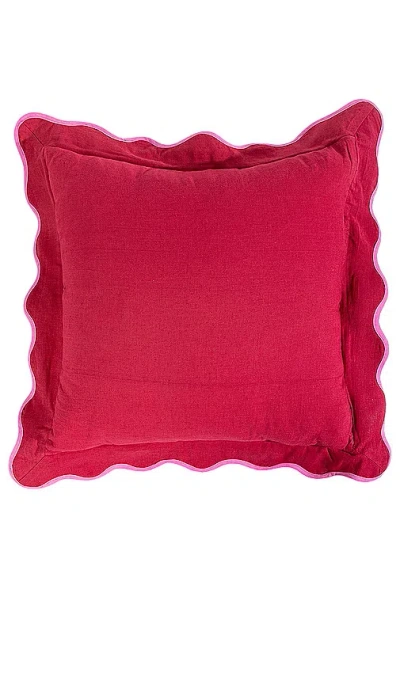 Furbish Studio Darcy Linen Pillow Cover In Wine & Neon Pink