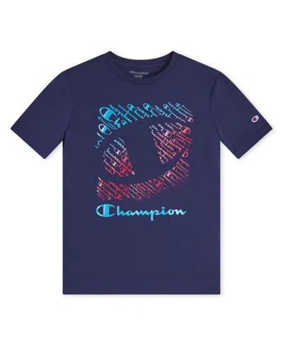 Champion Kids' Little Boys Logo Graphic T-shirt & Shorts, 2 Piece Set In Navy