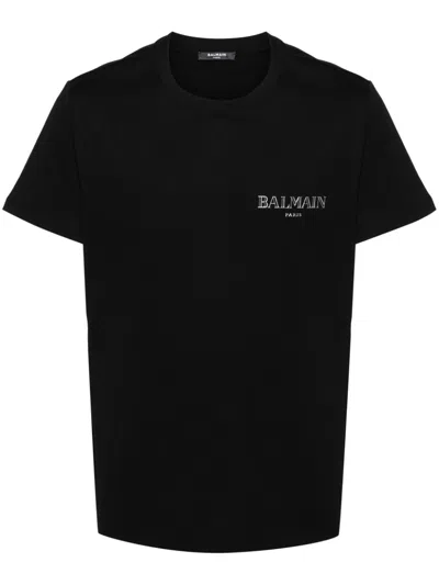 Balmain Black Vintage Rubber-logo T-shirt